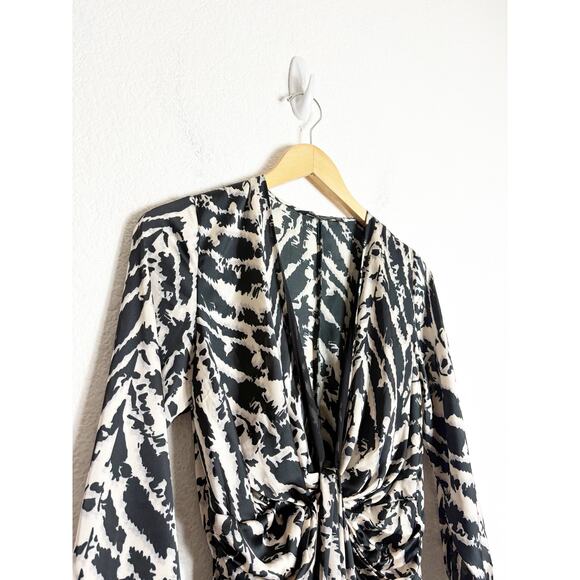Zara Woman Satin Effect Animal Print Midi Dress Small Long Sleeve 9878/081 - Picture 6 of 13